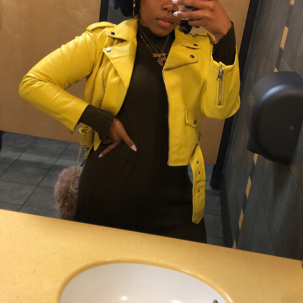 Yellow faux leather jacket